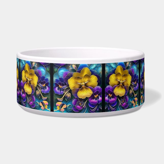 Gold and Purple Pansy Patch Bowl (Front)