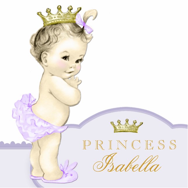 Gold and Purple Princess Baby Shower Statuette (Front)