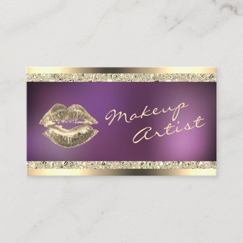 Gold and Purple Shimmer Makeup Artist Beauty Business Card