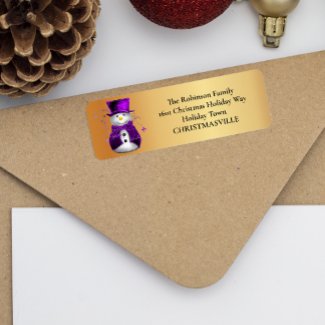 Gold and Purple Snowman Elegance: Christmas 