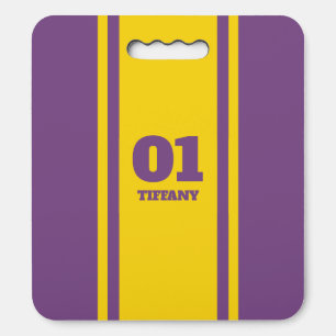 Gold and Purple Sports Stripe Name & Number Seat Cushion