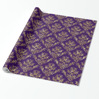 Gold And Purple Vintage Damasks Wrapping Paper