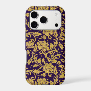 Gold and Purple vintage floral damask iPhone 17 Pro Case