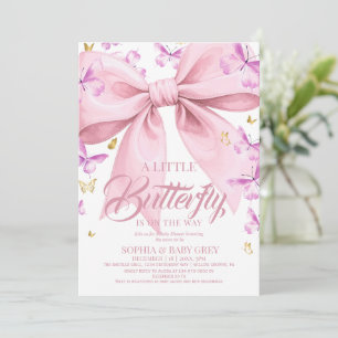 Gold and Purple Watercolor Butterfly Baby Shower  Invitation