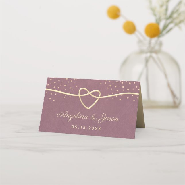 Gold and Purple Wedding Place Card (Back)