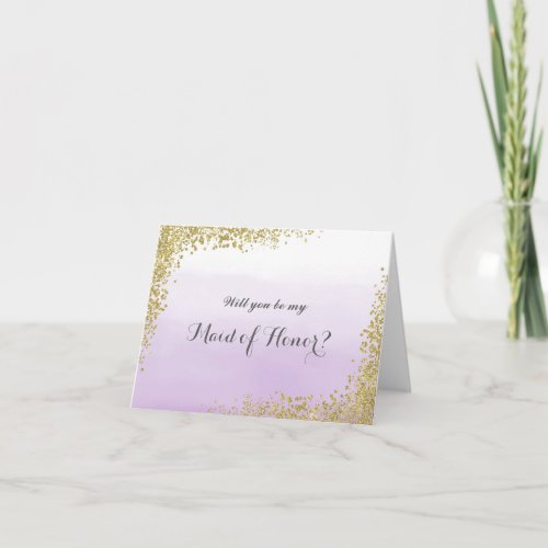 Gold and Purple Will You Be My Maid of Honor Card