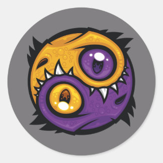 Gold and Purple Yin Yang Dragons Classic Round Sticker