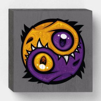 Gold and Purple Yin Yang Dragons Wooden Box Sign