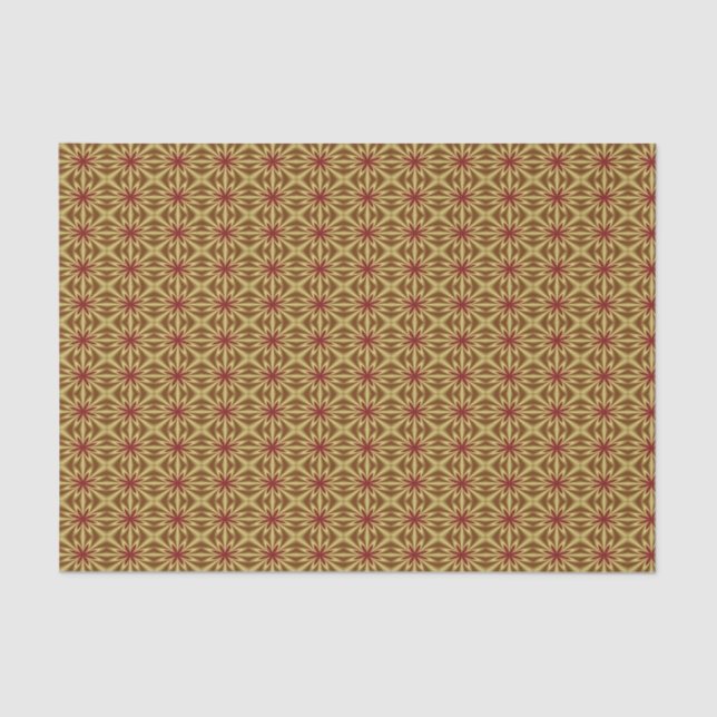 Gold And Red Abstract Floral Pattern Tissue Paper (Front)