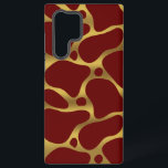 Gold and red abstract giraffe pattern samsung galaxy s22 ultra case<br><div class="desc">Gold-tone abstract giraffe seamless pattern over dark red background.</div>