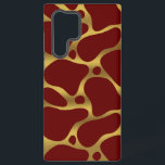 Gold and red abstract giraffe pattern samsung galaxy s22 ultra case<br><div class="desc">Gold-tone abstract giraffe seamless pattern over dark red background.</div>