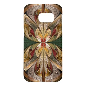 Gold And Red Abstract Stained Glass Pattern Samsung Galaxy S7 Case by skellorg at Zazzle