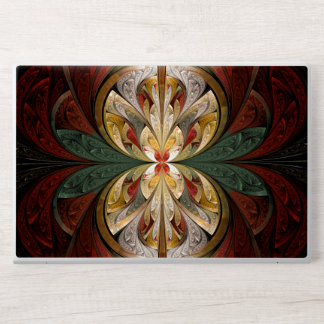 Gold and Red Abstract Stained Glass Pattern HP Laptop Skin