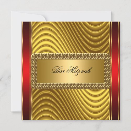 Gold and Red Art Deco Bar Mitzvah  Invitation