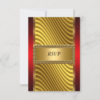 Gold and Red Art Deco Bar Mitzvah RSVP Card