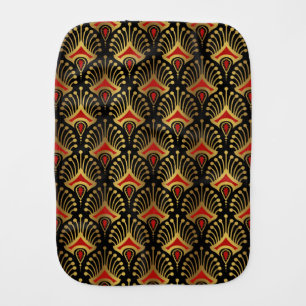 Gold and Red Art Deco Pattern Baby Bib