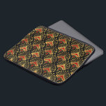 Gold and red Art Deco pattern Laptop Sleeve<br><div class="desc">Gold and red Art Deco seamless pattern on a changeable black background.</div>