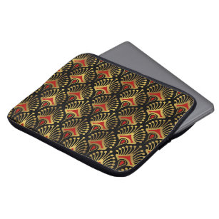 Gold and red Art Deco pattern Laptop Sleeve