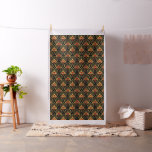 Gold and red Art Deco pattern on black Fabric