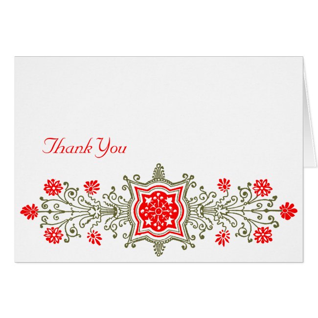 Gold and Red Baroque Custom Thank You Card