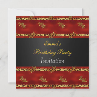 Gold and Red Birthday Party Invitation