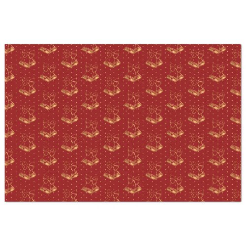 Gold and Red Christmas Bells Tissue Paper
