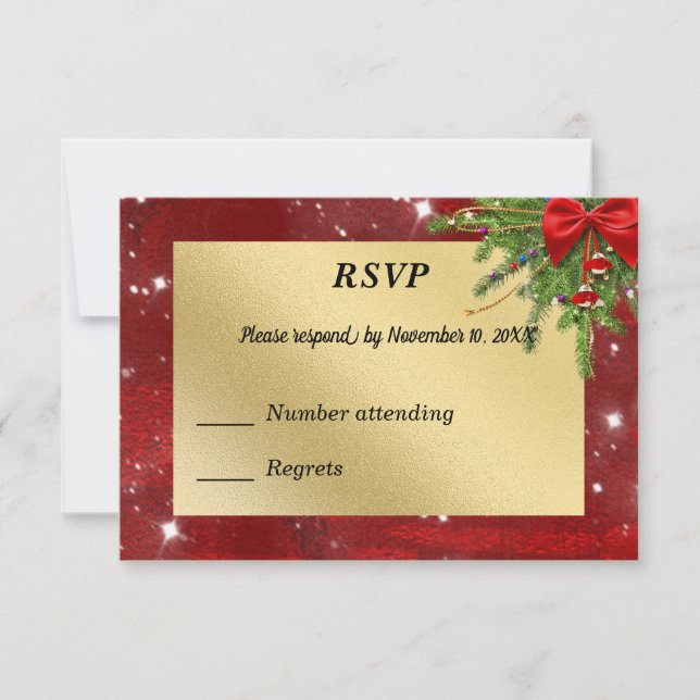Gold and Red Christmas RSVP (Front)