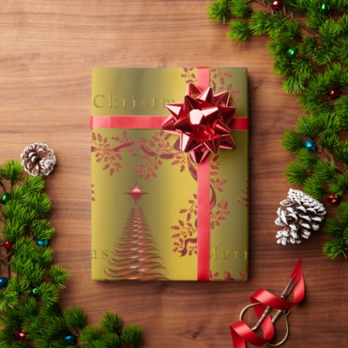 Gold and Red Christmas  Wrapping Paper
