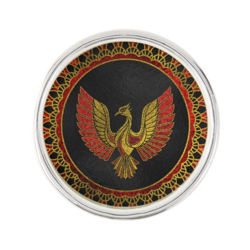 Gold and red Decorated Phoenix bird symbol Pin