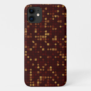 Gold and Red Dots and Squares Pattern iPhone 11 Case