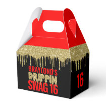 Gold and Red Drippin Swag 16 Birthday  Favor Boxes