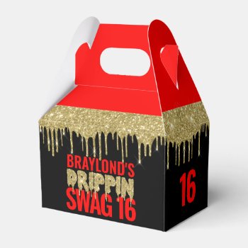 Gold And Red Drippin Swag 16 Birthday  Favor Boxes by DBDM_Creations at Zazzle