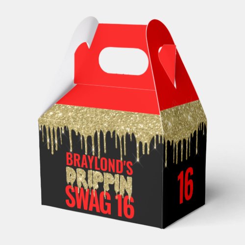 Gold and Red Drippin Swag 16 Birthday  Favor Boxes