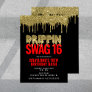Gold and Red Drippin Swag 16 Birthday  Invitation