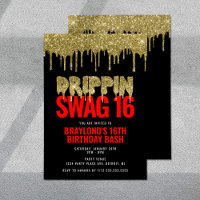 Gold and Red Drippin Swag 16 Birthday