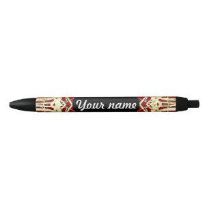 Gold and Red Filigree Circle Design Pen
