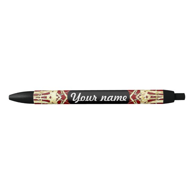 Gold and Red Filigree Circle Design Pen (Front)