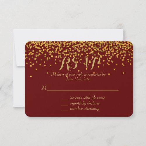 Gold and Red Glam Confetti Dots RSVP