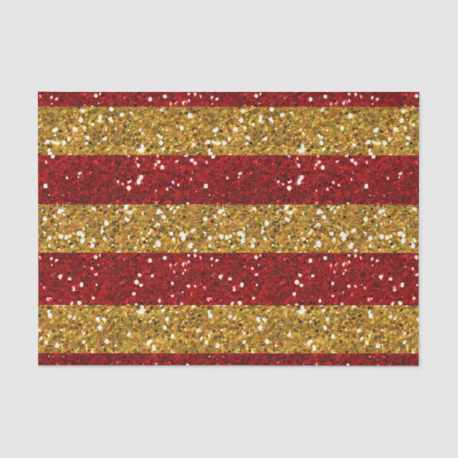 Gold and Red Glitter Stripes Printed Tissue Paper | Zazzle