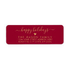 Gold and Red Happy Holidays Script Return Address