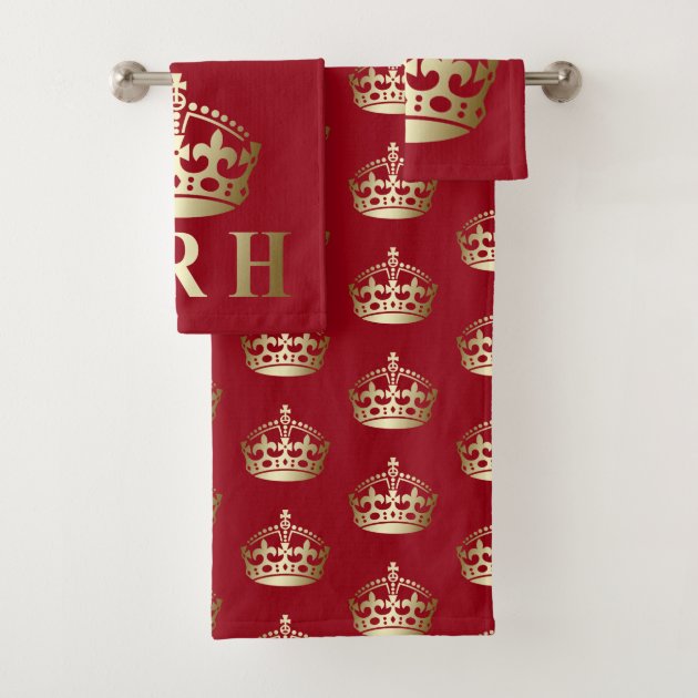 red and gold bath towels