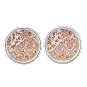 Gold And Red Lace Roses Cufflinks