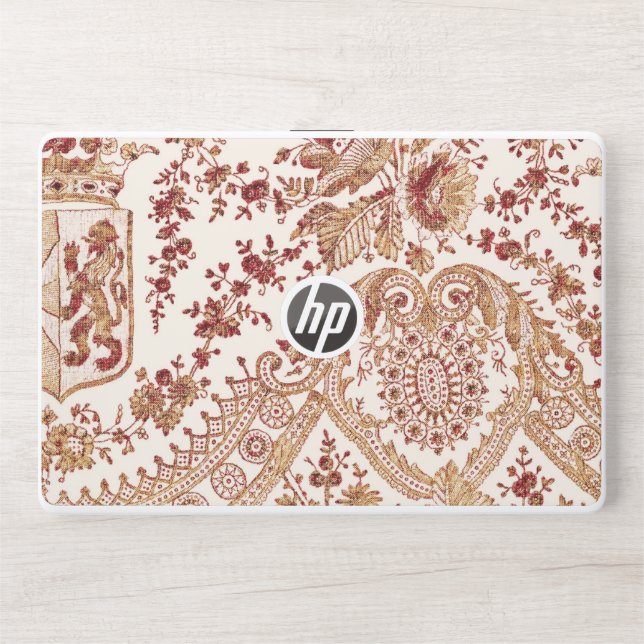 Gold And Red Lace Roses HP Laptop Skin (Front)