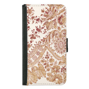 Gold And Red Lace Roses Samsung Galaxy S5 Wallet Case