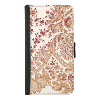 Gold And Red Lace Roses Samsung Galaxy S5 Wallet Case