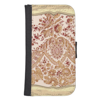 Gold And Red Lace Roses Galaxy S4 Wallet Case