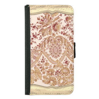 Gold And Red Lace Roses Samsung Galaxy S5 Wallet Case
