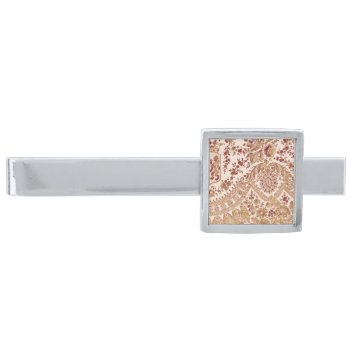 Gold And Red Lace Roses Silver Finish Tie Bar by LeFlange at Zazzle