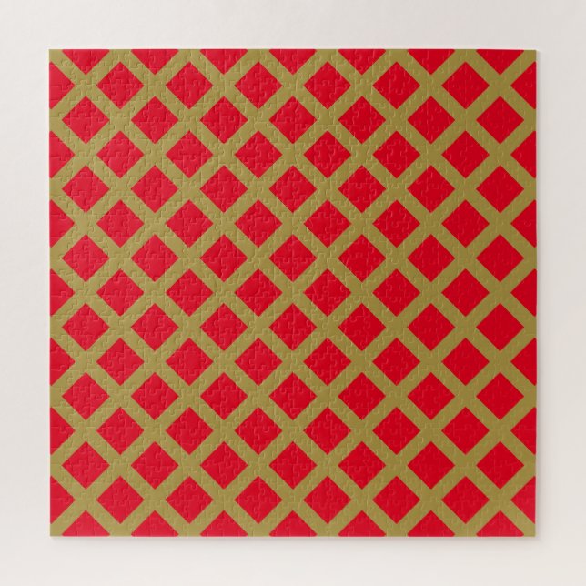 Gold and Red Lattice Jigsaw Puzzle (Vertical)