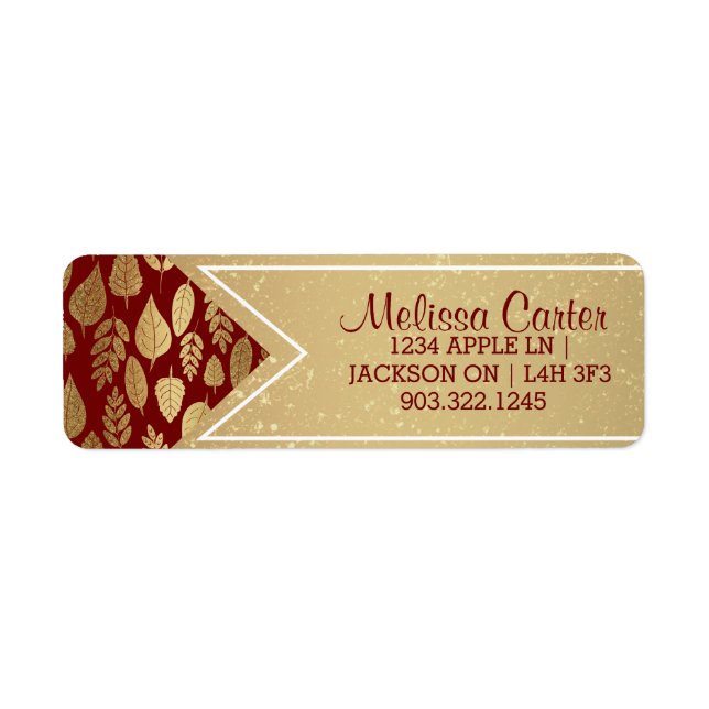 Gold and Red Leaf Pattern Label (Front)